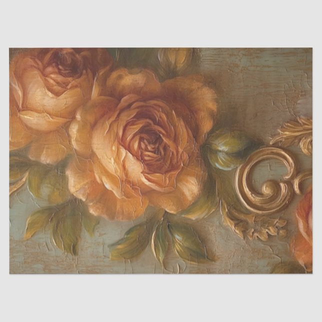 Ölmalerei Terracotta Kupfer Rose Goldverzierung Seidenpapier (Vorderseite)