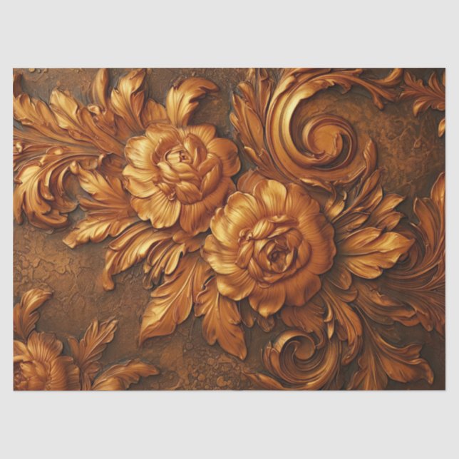 Ölmalerei Terracotta Kupfer Rose Goldverzierung Seidenpapier (Vorderseite)