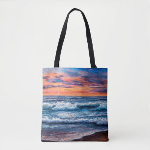 Ölmalerei von Ozean und Strand auf Leinwand. Rich Tasche