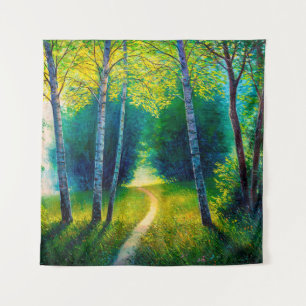 Ölmalerei Waldlandschaft, schöne Sonnenstrahlen Wandteppich