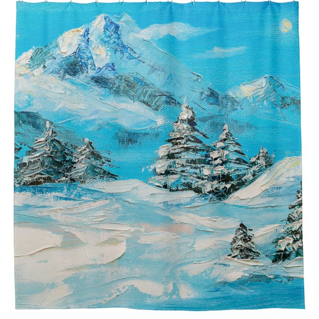  Ölmalerei, Wintergebirgslandschaft mit Sspru Duschvorhang (Vorderseite)