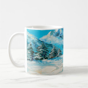  Ölmalerei, Wintergebirgslandschaft mit Sspru Kaffeetasse