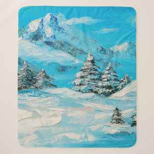 Ölmalerei, Wintergebirgslandschaft mit Sspru Sherpadecke