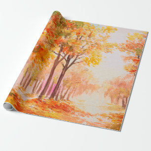 Ölmalerlandschaft - farbiger Herbstwald Geschenkpapier