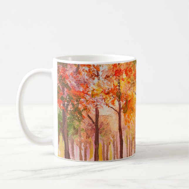 Ölmalerlandschaft - farbiger Herbstwald Kaffeetasse (Links)