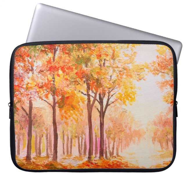 Ölmalerlandschaft - farbiger Herbstwald Laptopschutzhülle (Vorderseite)