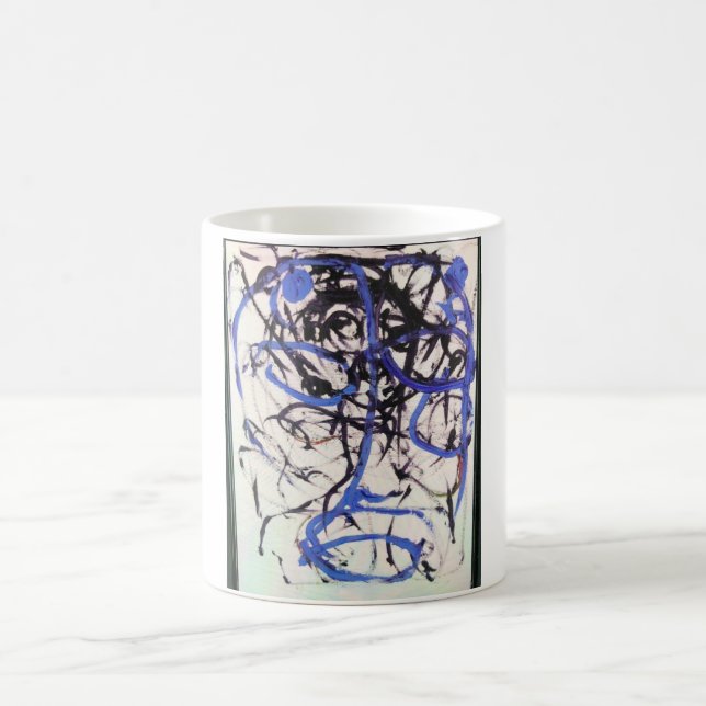 Olmec Head Abstrakt Jeff Hankamer Artjunkhaus Kuns Kaffeetasse (Mittel)
