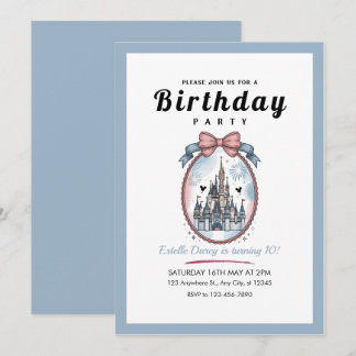 olorful Rainbow Castle Girls 10th Birthday Invitat Einladung