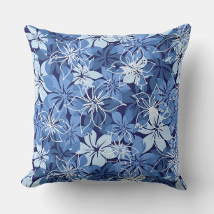 Olowalu Hibiscus Hawaiian Camo - Marineblau Kissen