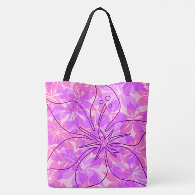 Olowalu Hibiskus Hawaiian Camouflage Beach Bag Tasche (Rückseite)