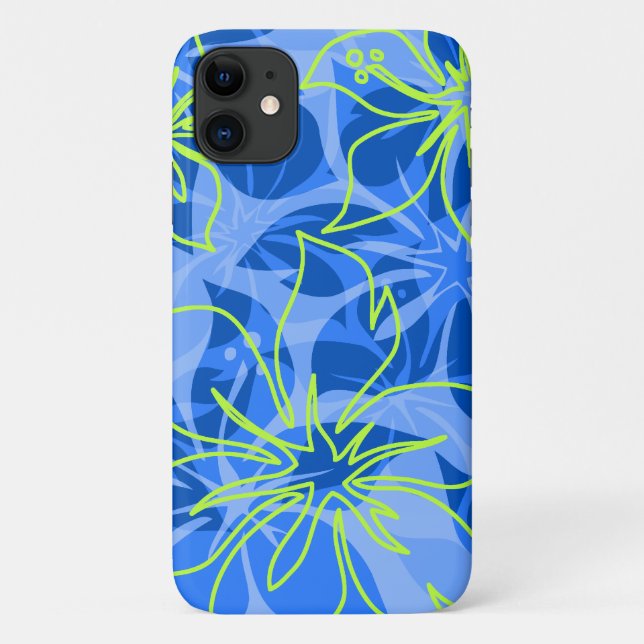 Olowalu Hibiskus Hawaiian Camouflage Blue Case-Mate iPhone Hülle (Rückseite)