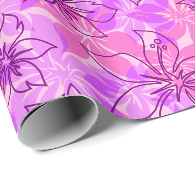 Olowalu Hibiskus-Hawaiianer-Camouflage Geschenkpapier (Rolleneckpunkt)