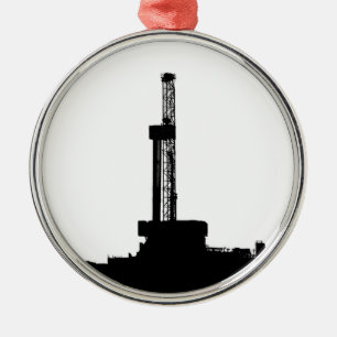 Ölplattform-Silhouette Silbernes Ornament