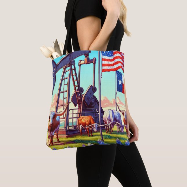 Ölpumpe und einsame Rinder in Texas Tasche (Von Nahem)