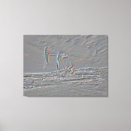 Ölpumpenanlage (Pump-Jack) (Embossed Look) Leinwanddruck