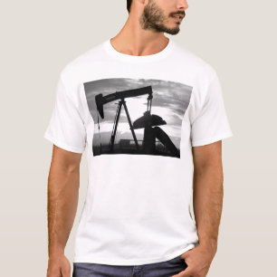 Ölquelle-Pumpen-Jack Schwarzweiss T-Shirt