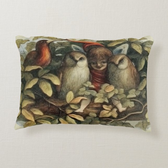 Öls und Elf Fairies - Illustration zur Natur Dekokissen (Rückseite)
