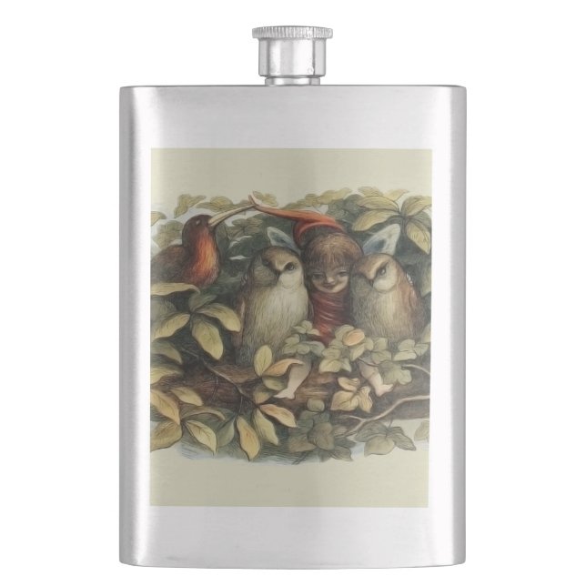 Öls und Elf Fairies - Illustration zur Natur Flachmann (Vorderseite)