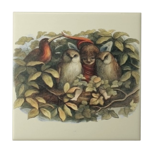 Öls und Elf Fairies - Illustration zur Natur Fliese (Vorderseite)