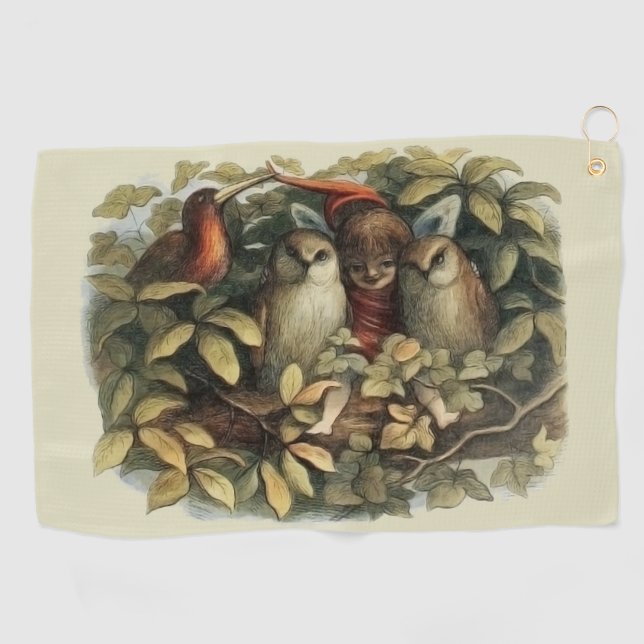 Öls und Elf Fairies - Illustration zur Natur Golfhandtuch (Horizontal)