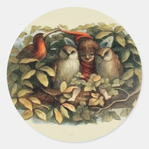 Öls und Elf Fairies - Illustration zur Natur Runder Aufkleber