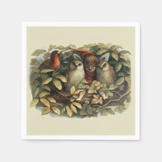 Öls und Elf Fairies - Illustration zur Natur Serviette (Vorderseite)