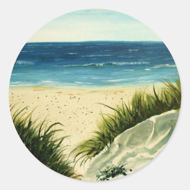Ölsanddünen Strandmalerei Runder Aufkleber (Vorderseite)