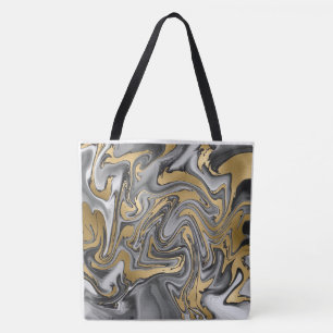 Ölteppich aus schwarzem, weißem und goldgelbem Mar Tasche