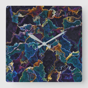 Ölteppich Quadratische Wanduhr