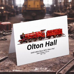 Olton Hall Vintag Steam Train English Locomotive Dankeskarte