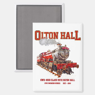 Olton Hall Vintag Steam Train English Locomotive Magnet