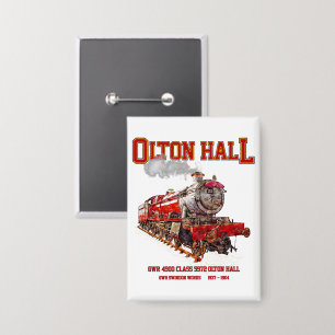 Olton Hall Vintage-Dampflokomotive  Button
