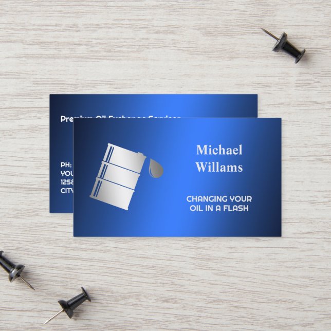 Ölwechsel Telefonnummerkarte (Vorderseite/Rückseite Beispiel)