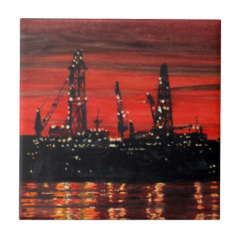 Ölwüste in der Nacht Fliese