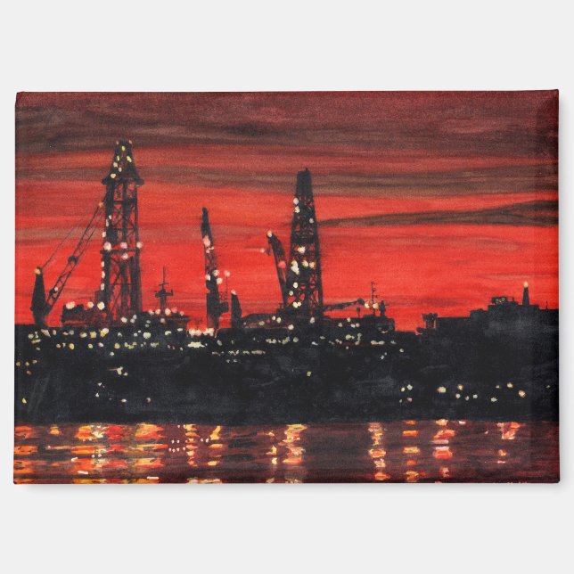 Ölwüste in der Nacht Magnet (Vorderseite)