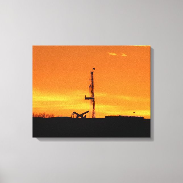 Ölwüstenriege bei Sonnenuntergang Leinwanddruck (Vorderseite)