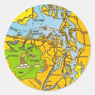 Olymp-Halbinsel-Karte Runder Aufkleber