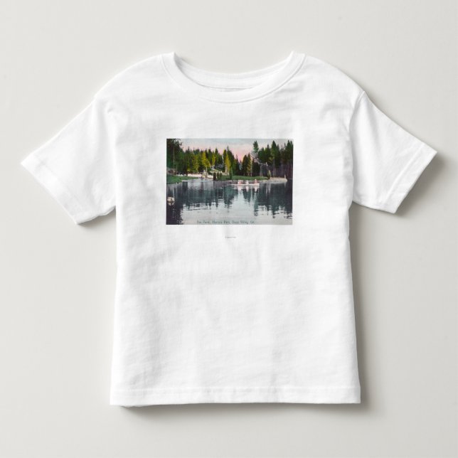 Olympia-Park-Ansicht des Teichs, Rowboat-Szene Kleinkind T-shirt (Vorderseite)