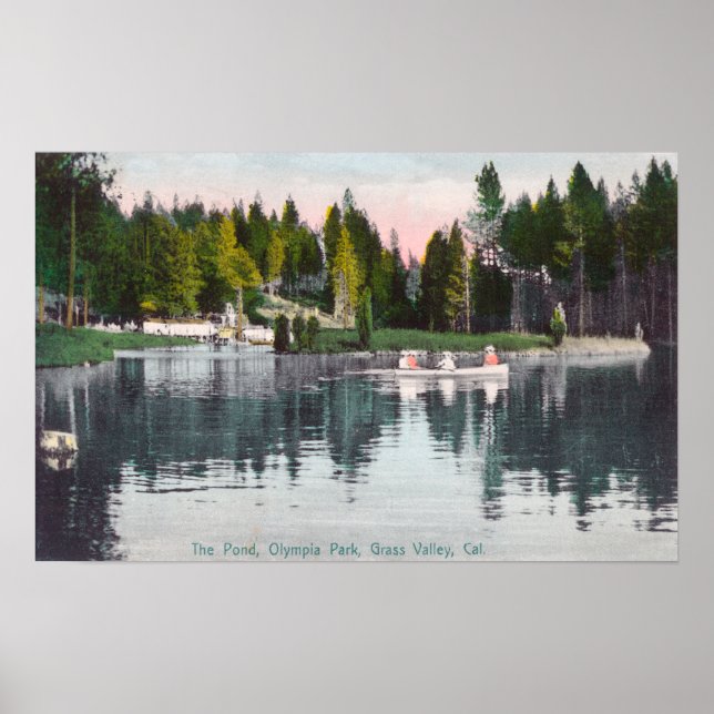 Olympia Park View of the Pond, Rowboat Scene Poster (Vorne)