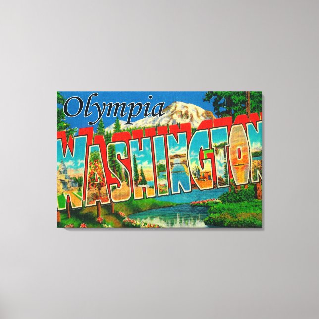 Olympia, Washington - Große Buchstabenszenen Leinwanddruck (Vorderseite)