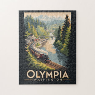 Olympia Washington Illustration Reise Kunst Vintag