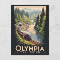 Olympia Washington Illustration Reise Kunst Vintag