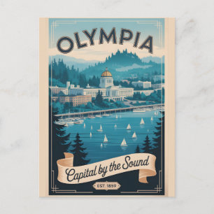 Olympia Washington Retro-Reise im Vintage-Stil Postkarte