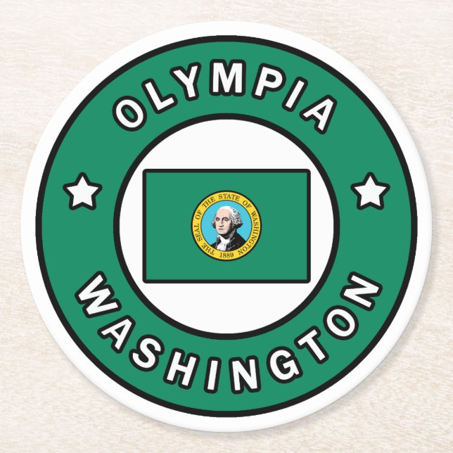 Olympia Washington Runder Pappuntersetzer (Vorderseite)