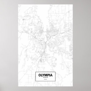 Olympia, Washington (schwarz auf weiß) Poster