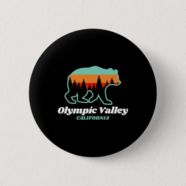 Olympiatal Kalifornien Skifahren Snowboarden Button (Vorderseite)