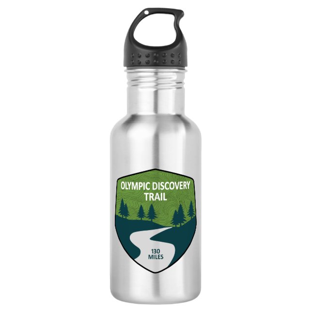 Olympic Discovery Trail Washington Staat Edelstahlflasche (Vorderseite)