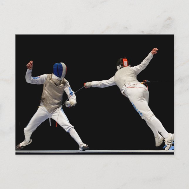 Olympic Fencing Lunge and Parry Postkarte (Vorderseite)