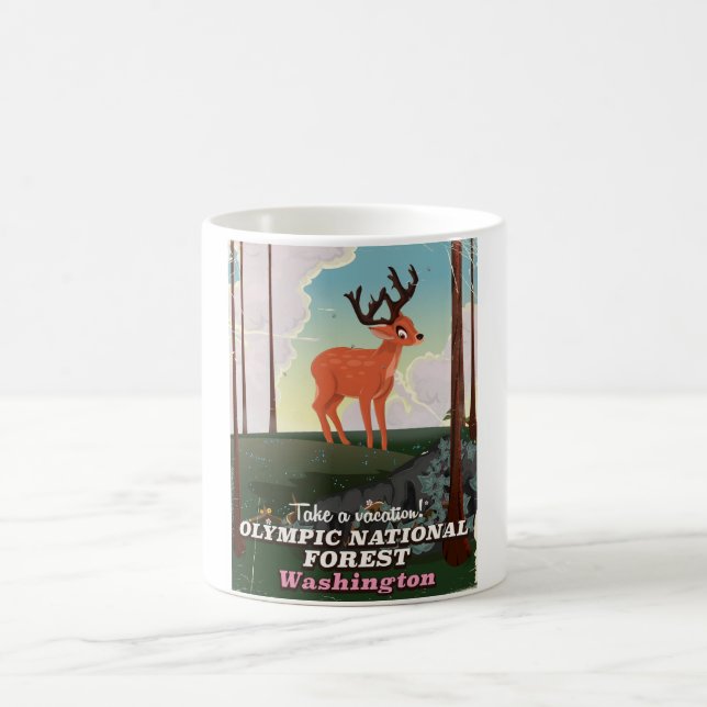 Olympic National Forest USA Reiseplakat Kaffeetasse (Mittel)