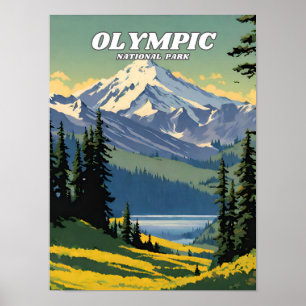 Olympic National Park Illustrationstext Poster